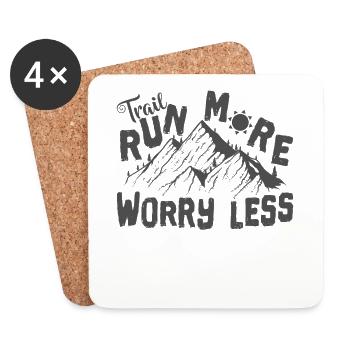Trail Running Trail Run More Worry Less - Coasters (set of 4) - white - Front