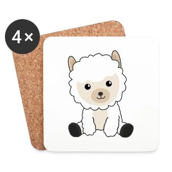 Alpagas doux animaux pour les enfants alpagas amusants - Dessous de verre (lot de 4) - blanc - Devant