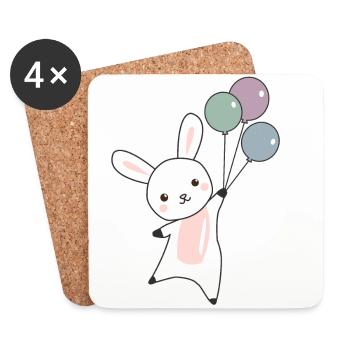 flies balloons top cute animals for children - Coasters (set of 4) - white - Front