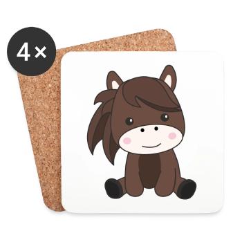 Horse sweet pony horses rider children - Coasters (set of 4) - white - Front