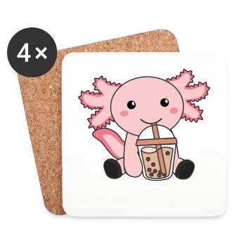 Snaxolotl Axolotl Bubble Tea Liebhaber süße Tiere - Untersetzer (4er-Set) - Weiß - Vorne