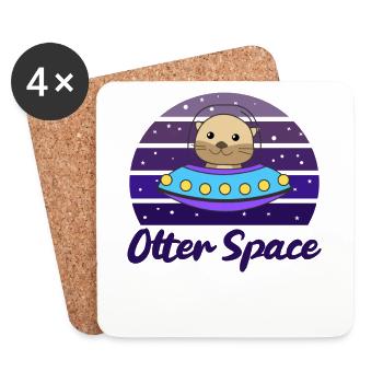 Otter Space ein süßer Otter im Weltall im Ufo - Untersetzer (4er-Set) - Weiß - Vorne