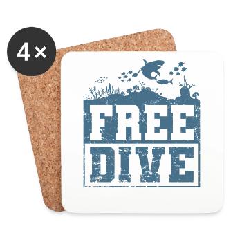 Apnea Diving in the Ocean Free Dive - Coasters (set of 4) - white - Front