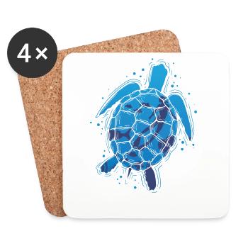 Turtles are also apnea divers - Coasters (set of 4) - white - Front