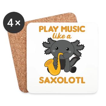 Saxolotl plays saxophone music a sweet axolotl - Coasters (set of 4) - white - Front