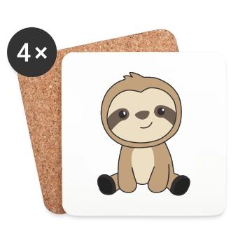 Sloth cute animals for kids funny - Coasters (set of 4) - white - Front