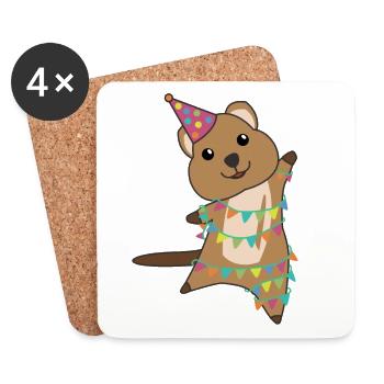 Quokka wishes happy birthday to you Quokkas - Coasters (set of 4) - white - Front