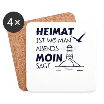 Heimat Moin Leuchtturm Möwe Nordsee - Untersetzer (4er-Set) - Weiß - Vorne