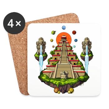 Azteken-Pyramideninsel - Untersetzer (4er-Set) - Weiß - Vorne