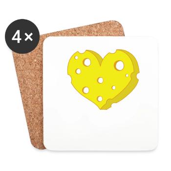 Piece of heart-shaped cheese - Coasters (set of 4) - white - Front