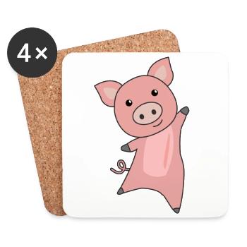 Pig piggy piglet funny pigs - Coasters (set of 4) - white - Front