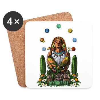 Aztekischer Gott Xochipilli - Untersetzer (4er-Set) - Weiß - Vorne