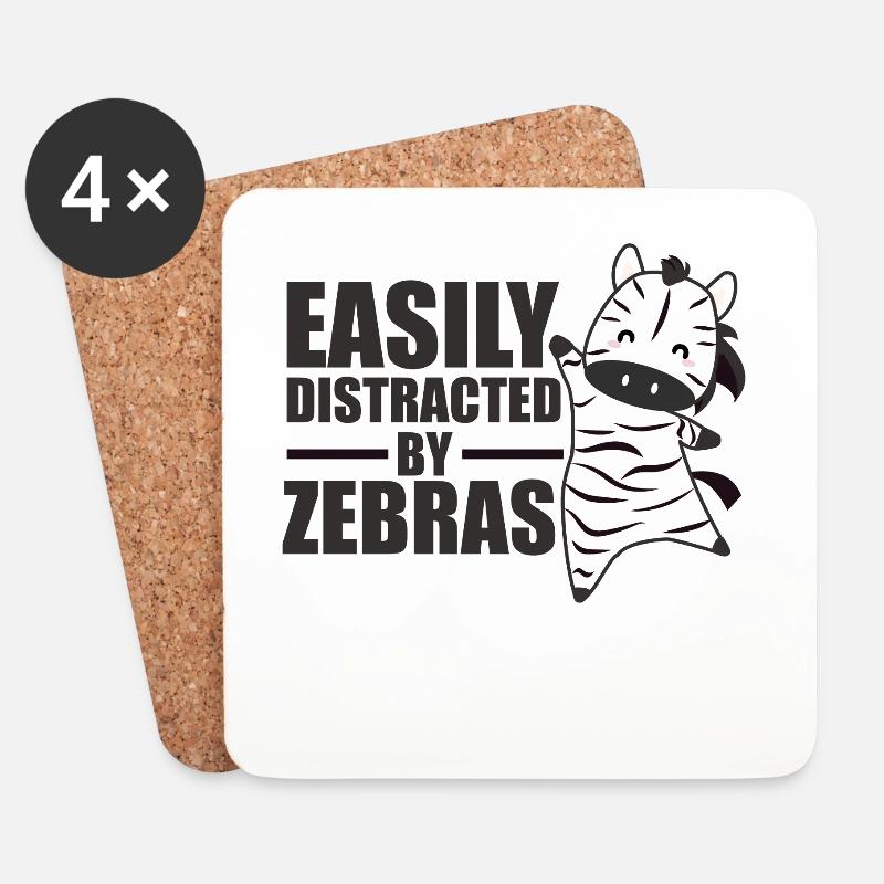 Easily distracted by zebras - süßes Zebra Zootier - Untersetzer (4er-Set) - Weiß
