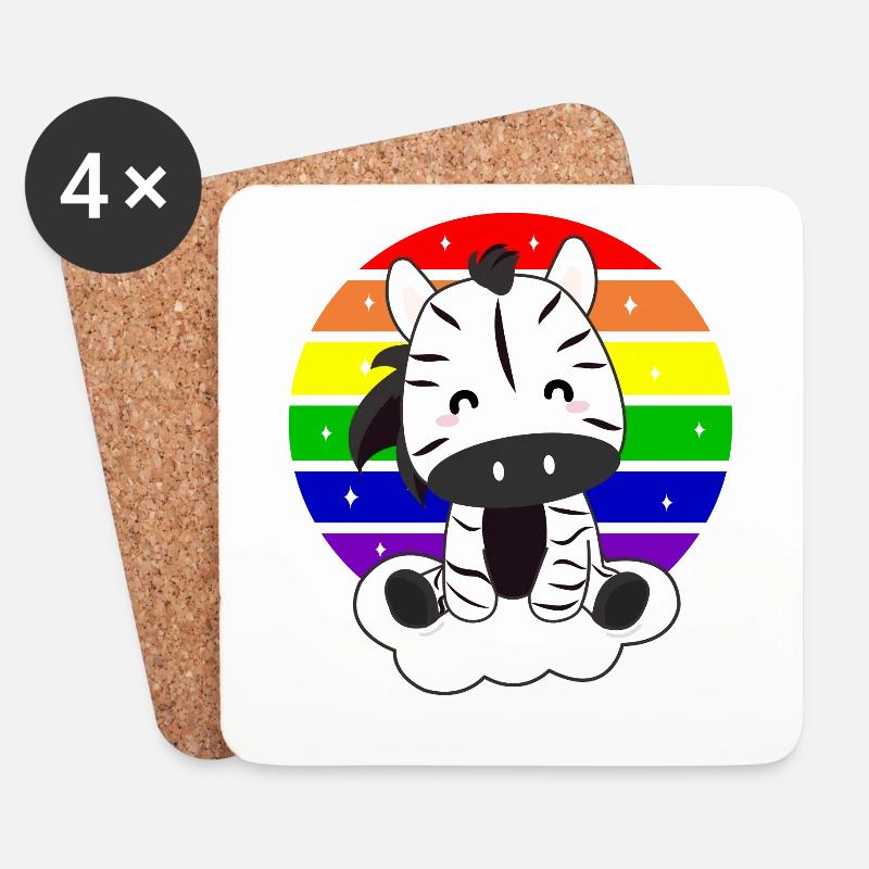 Zebra auf Regenbogen Wolke magische Tiere - Untersetzer (4er-Set) - Weiß