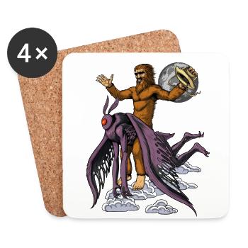 Bigfoot Riding Mothman - Untersetzer (4er-Set) - Weiß - Vorne