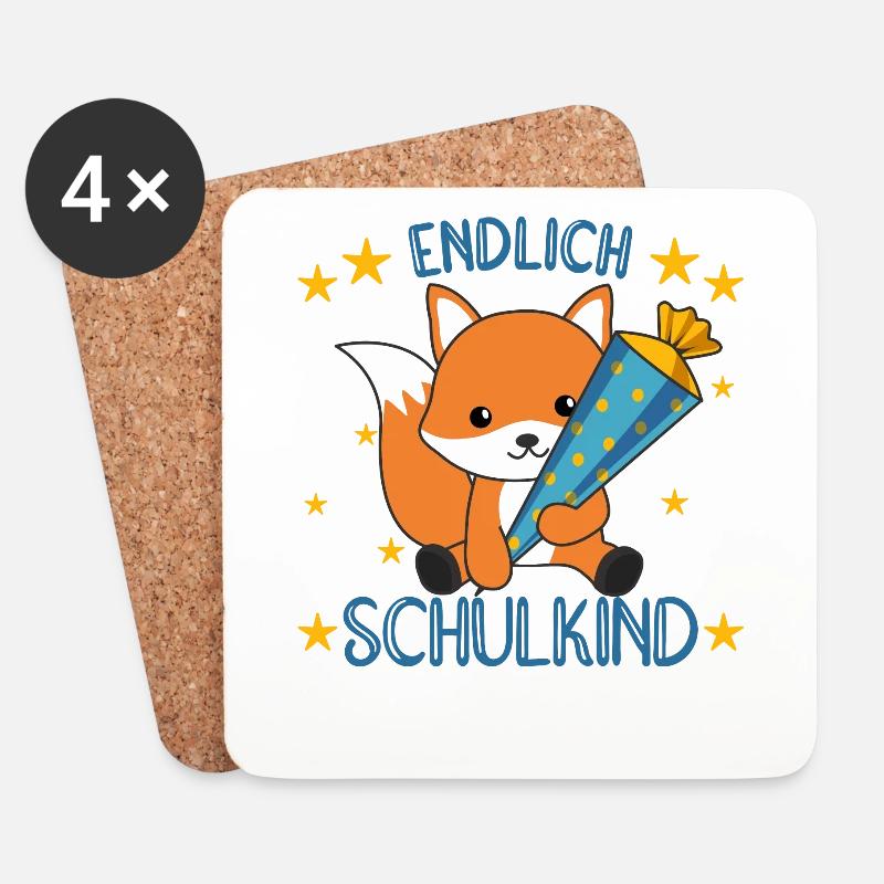 Kindergarten Fuchs Schule Kinder Schultüte süß - Untersetzer (4er-Set) - Weiß