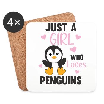 Just a girl who loves penguins sweet penguin heart - Coasters (set of 4) - white - Front