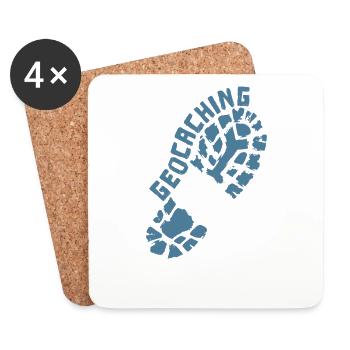 Geocaching Fußabdruck Schuh - Untersetzer (4er-Set) - Weiß - Vorne