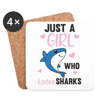 just a girl who loves sharksars un drôle de requin - Dessous de verre (lot de 4) - blanc - Devant