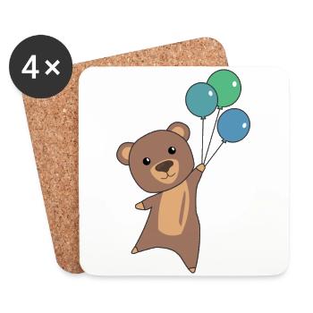 L’ours vole avec des ballons - Dessous de verre (lot de 4) - blanc - Devant
