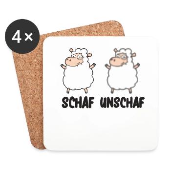 Schaf Unschaf Wortspiel für Fotografen Schafe - Untersetzer (4er-Set) - Weiß - Vorne