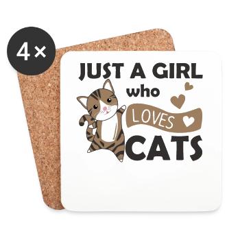 Only a girl who loves cats cute cat - Coasters (set of 4) - white - Front