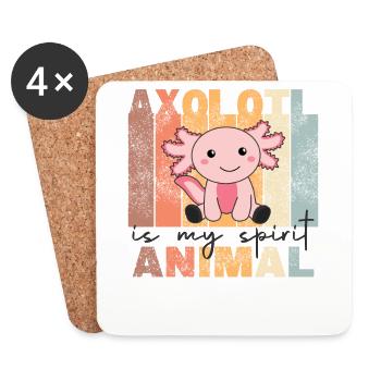Axolotl Is My Spirit Animal - doux Axolotl vintage - Dessous de verre (lot de 4) - blanc - Devant