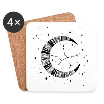 Virgo Zodiac Sign Moon Horoscope by Nikki-Luka - Coasters (set of 4) - white - Front