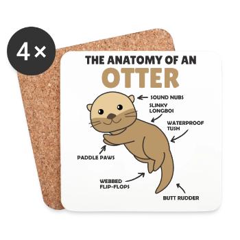 sweet Otter Explanation Anatomy of an Otter - Coasters (set of 4) - white - Front
