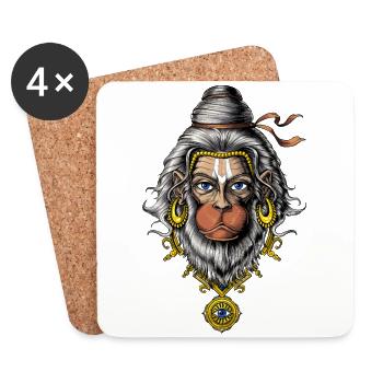 Hindu God Hanuman - Coasters (set of 4) - white - Front