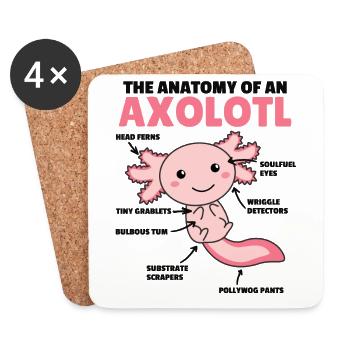 Axolotl Erklärung Anatomy of an Axolotl - Untersetzer (4er-Set) - Weiß - Vorne