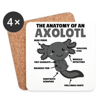 Axolotl Erklärung Anatomy of an Axolotl - Untersetzer (4er-Set) - Weiß - Vorne