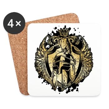 spartan gold wappen helm sparta - Untersetzer (4er-Set) - Weiß - Vorne