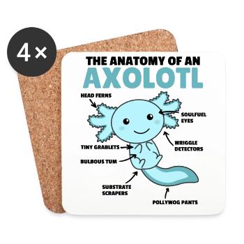 Axolotl Erklärung Anatomy of an Axolotl - Untersetzer (4er-Set) - Weiß - Vorne