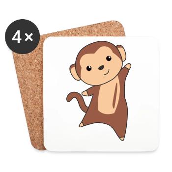 Monkey cute animals in the jungle funny monkeys - Coasters (set of 4) - white - Front