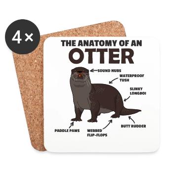 sweet Otter Explanation Anatomy of an Otter - Coasters (set of 4) - white - Front