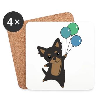 Chihwauwau Hund fliegt mit Ballons nach oben - Untersetzer (4er-Set) - Weiß - Vorne