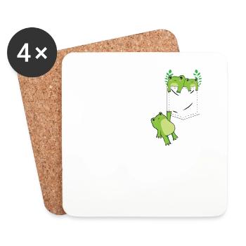 Cottagecore Aesthetic Kawaii Frosch In A Pocket - Untersetzer (4er-Set) - Weiß - Vorne