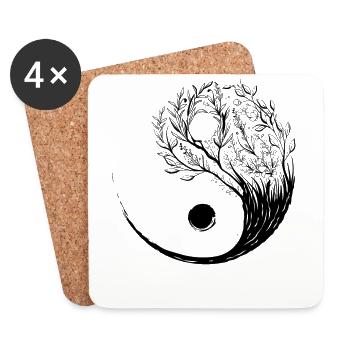 Cottagecore Esthétique Ying Yang Tai Chi Goblincore - Dessous de verre (lot de 4) - blanc - Devant