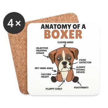 Anatomy of a boxer cute dog puppy - Coasters (set of 4) - white - Front