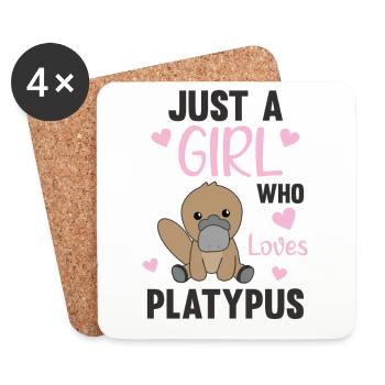 Only a girl who loves platypuses sweet animals - Coasters (set of 4) - white - Front