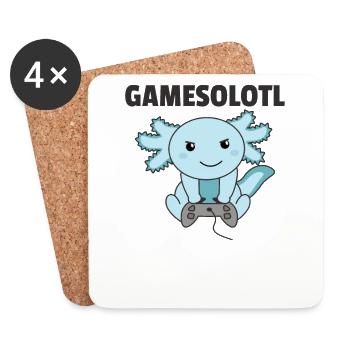 Axolotl Gamesolotl animaux doux pour les joueurs - Dessous de verre (lot de 4) - blanc - Devant