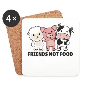 Friends not food vegan mouton vache - Dessous de verre (lot de 4) - blanc - Devant