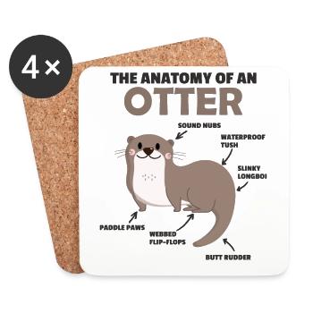 sweet Otter Explanation Anatomy of an Otter - Coasters (set of 4) - white - Front