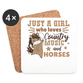 Just a girl who loves country music and horses - Untersetzer (4er-Set) - Weiß - Vorne