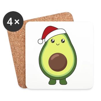 Avocado Weihnachten Lichter lustige Avocados - Untersetzer (4er-Set) - Weiß - Vorne