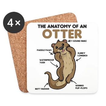 sweet Otter Explanation Anatomy of an Otter - Coasters (set of 4) - white - Front