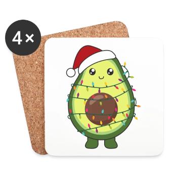 Avocado Weihnachten Lichter lustige Avocados - Untersetzer (4er-Set) - Weiß - Vorne