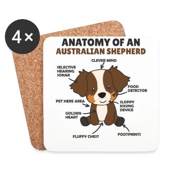 Anatomie d’un shepherd australien doux chiens - Dessous de verre (lot de 4) - blanc - Devant