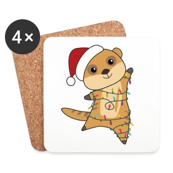 Meerkats Christmas Snow Winter Animals - Coasters (set of 4) - white - Front